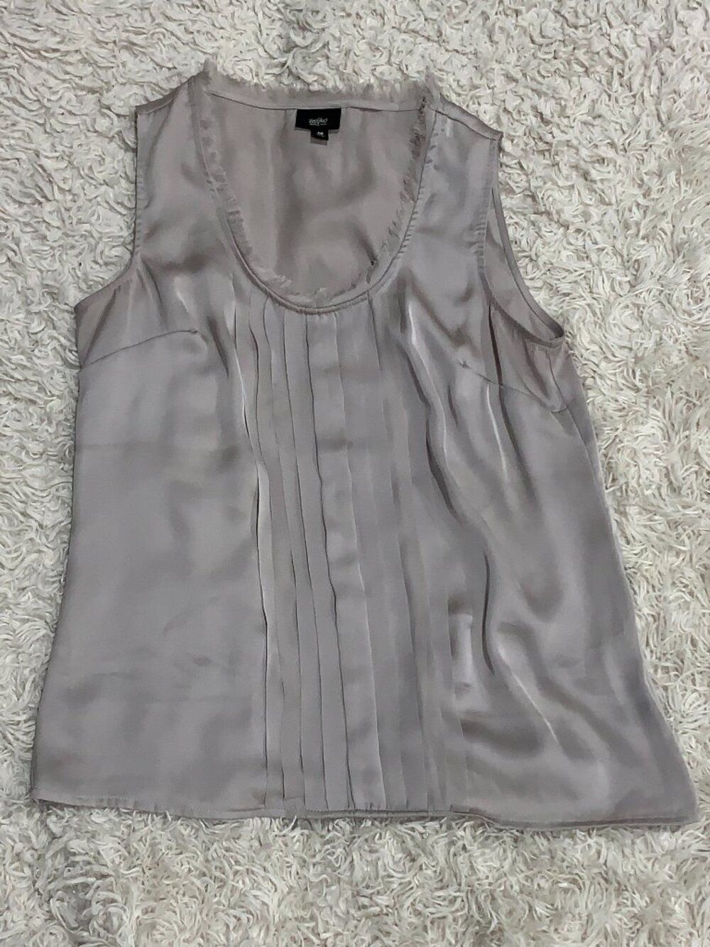 Mossimo Pintuck Shell Top Gray Raw Edge Sz M